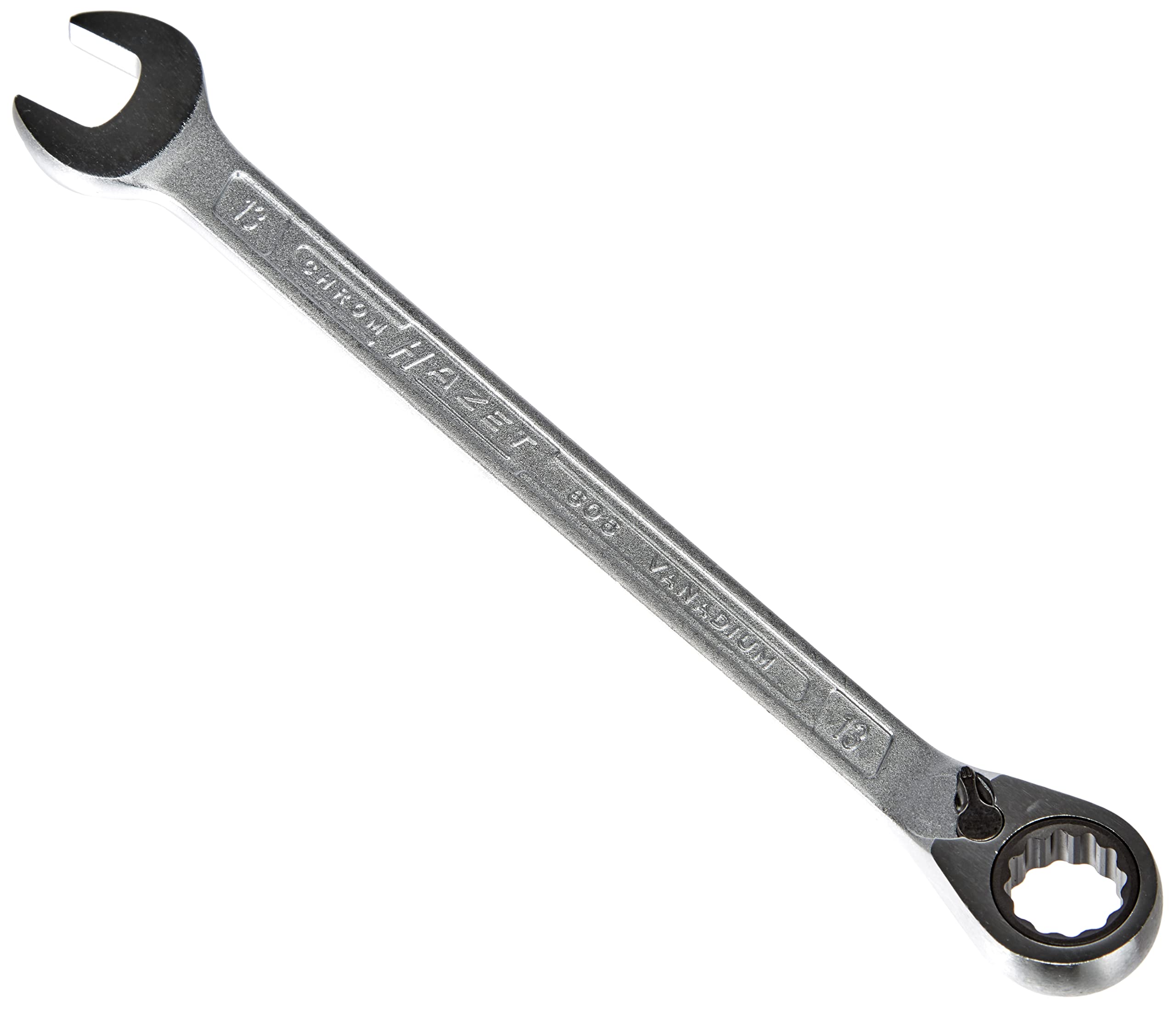 HAZET 606-13 193.2 mm 12-Point Traction Profile Ratcheting Combination Wrench - Chrome-Plated
