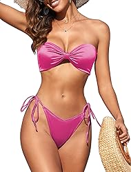 ZAFUL Women's Strapless Bikini Set Knot Front Twist