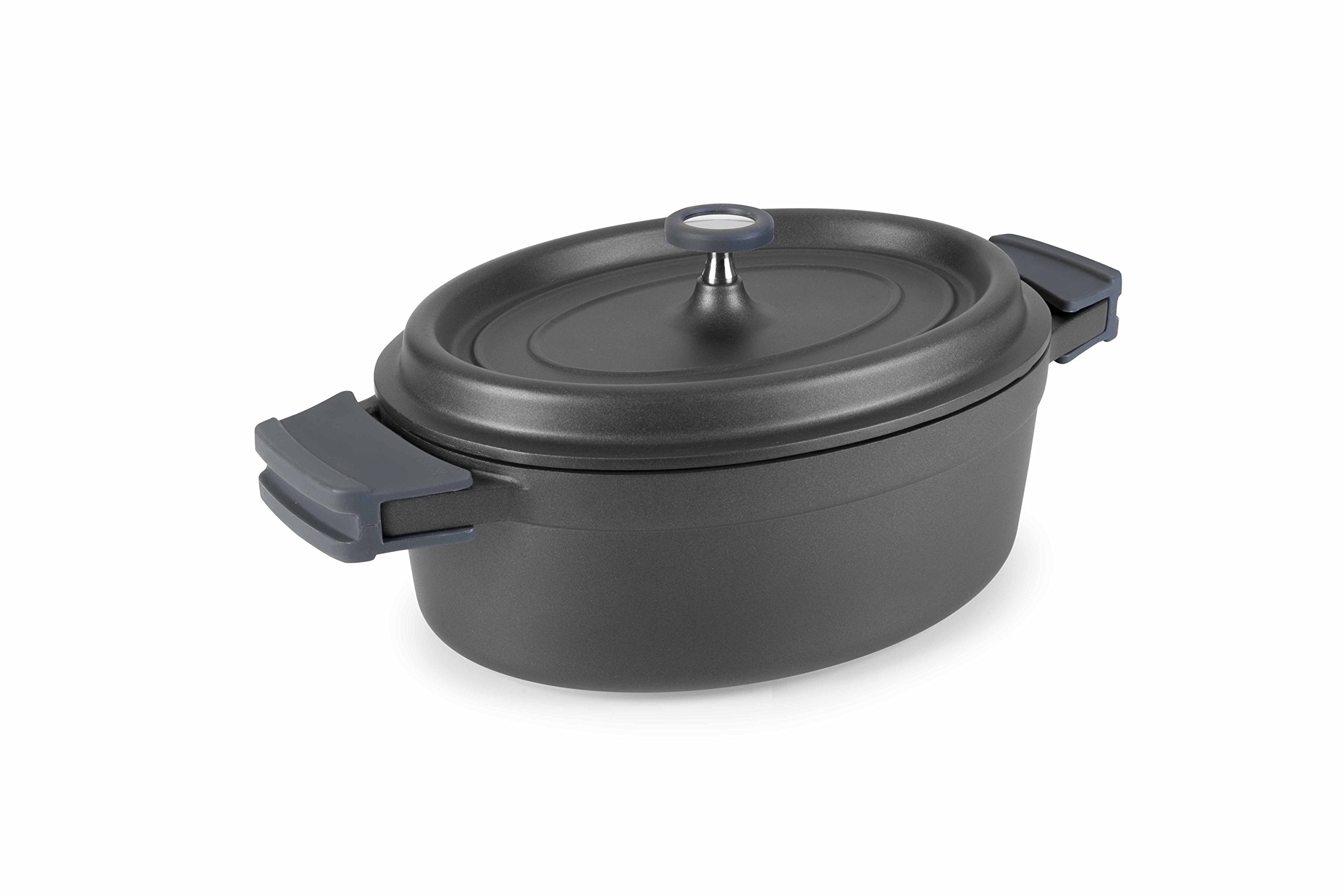 LACOR 31 x 25 cm Oval Cast Aluminium Casserole, Black