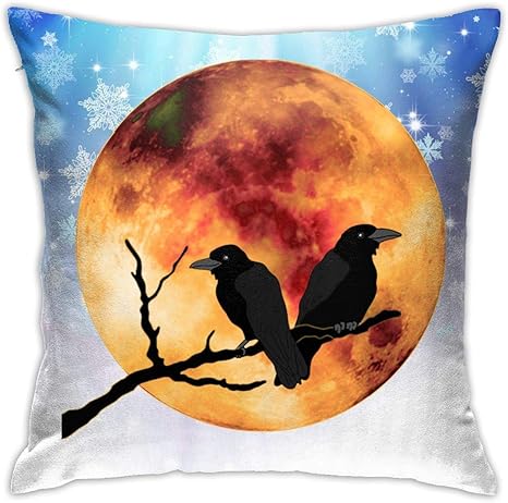 Amazon 満月の下のワタリガラスカラス鳥 抗菌防臭 ファッション 枕カ バー 柔らかい ぬいぐるみ生地 45x45 ホテルの質 あたたかい 色褪せない おしゃれ ホーム装飾 柔らかいクッション 家族と友達へのプレゼント 通気 清潔 素敵で美しい 寝具カバー シーツ オンライン通販
