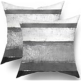 Black White Grey Pillow Covers 18x18 Set of 2 Light Gray Modern Abstract Art Striped Throw Pillows Farmhouse Outdoor Decorative Pillowcase Cotton Square Cushion Cover for Home Couch Bed