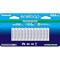 Panasonic BK-4MCCA12FA eneloop AAA 2100 Cycle Ni-MH Pre-Charged Rechargeable Batteries, 12-Battery Pack
