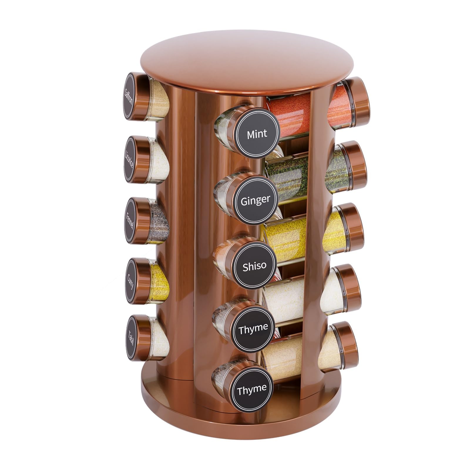 New England Stories Revolving Spice Rack Set with 20 Spice Jars ...
