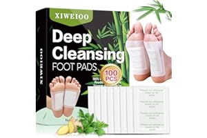 XIWEIOO 100 Pack Foot Pads, Ginger Oil Bamboo Charcoal, Foot Care Patch Message Deep Cleansing for Stress Relief, Better Rest, Feet Health Patches, Relaxing Muscles Christmas Gifts for Women