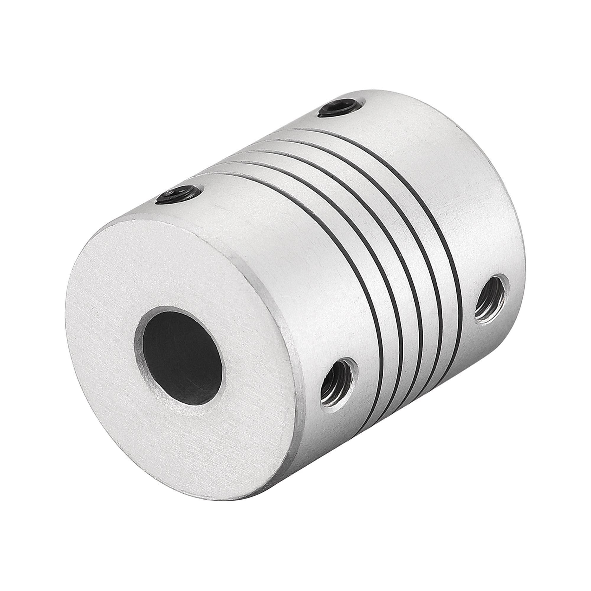sourcing map 12mm to 8mm Aluminum Alloy Shaft Coupling Flexible Coupler Motor Connector Joint L30xD25 Silver
