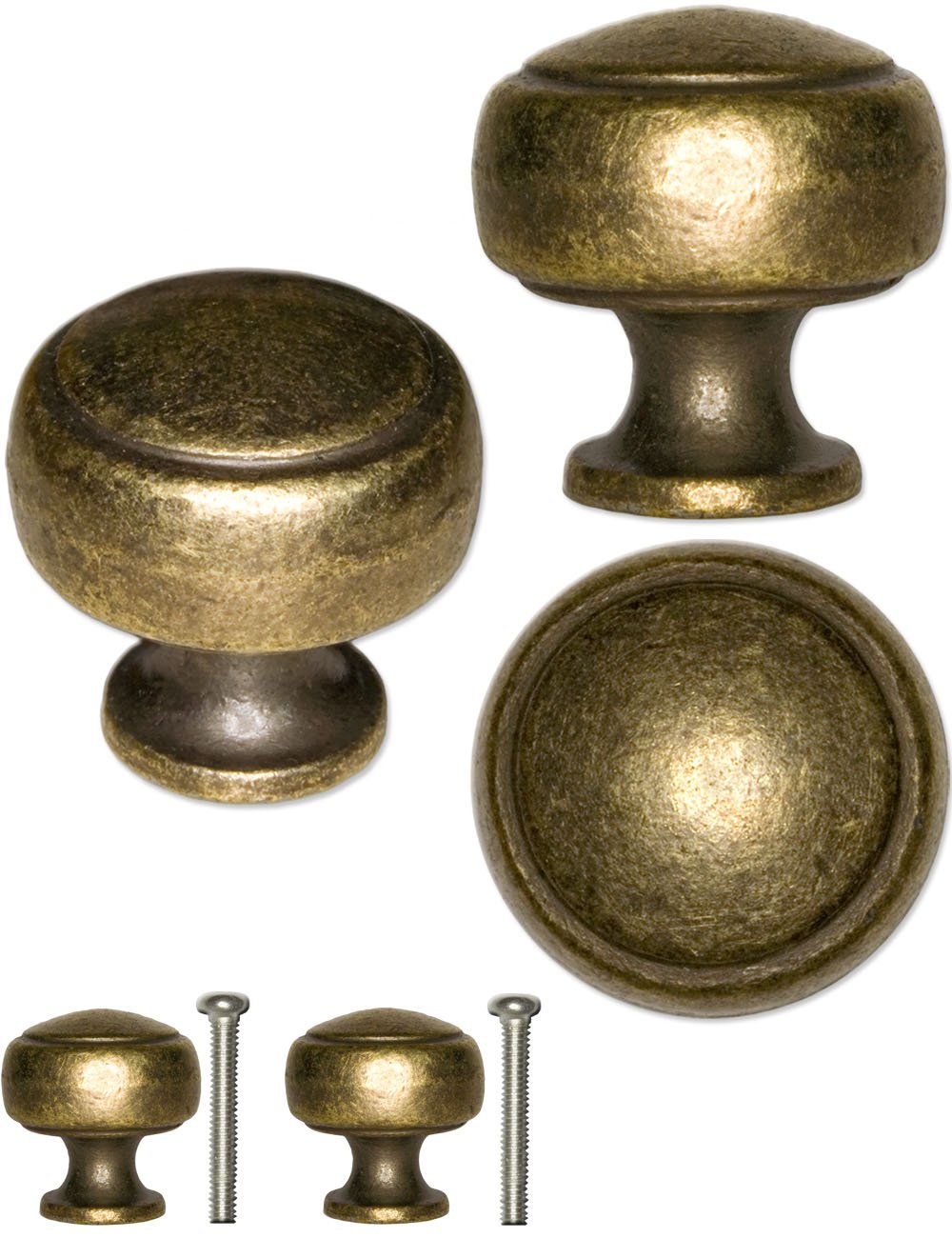 Fuxxer 2 x Antique Furniture Handles, Drawer Knobs, Knob, Bronze, 26 x 24 mm, Set of 2