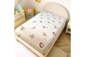 MorroMorn Fitted Sheet Full for Boys Girls Kids Tween Teen, Full Size Bed Mattress Cover with Deep Pocket, Super Soft Jersey Knit Microfiber, Cute Neutral, No Pillowcases, 53x75x20in, (Animals)