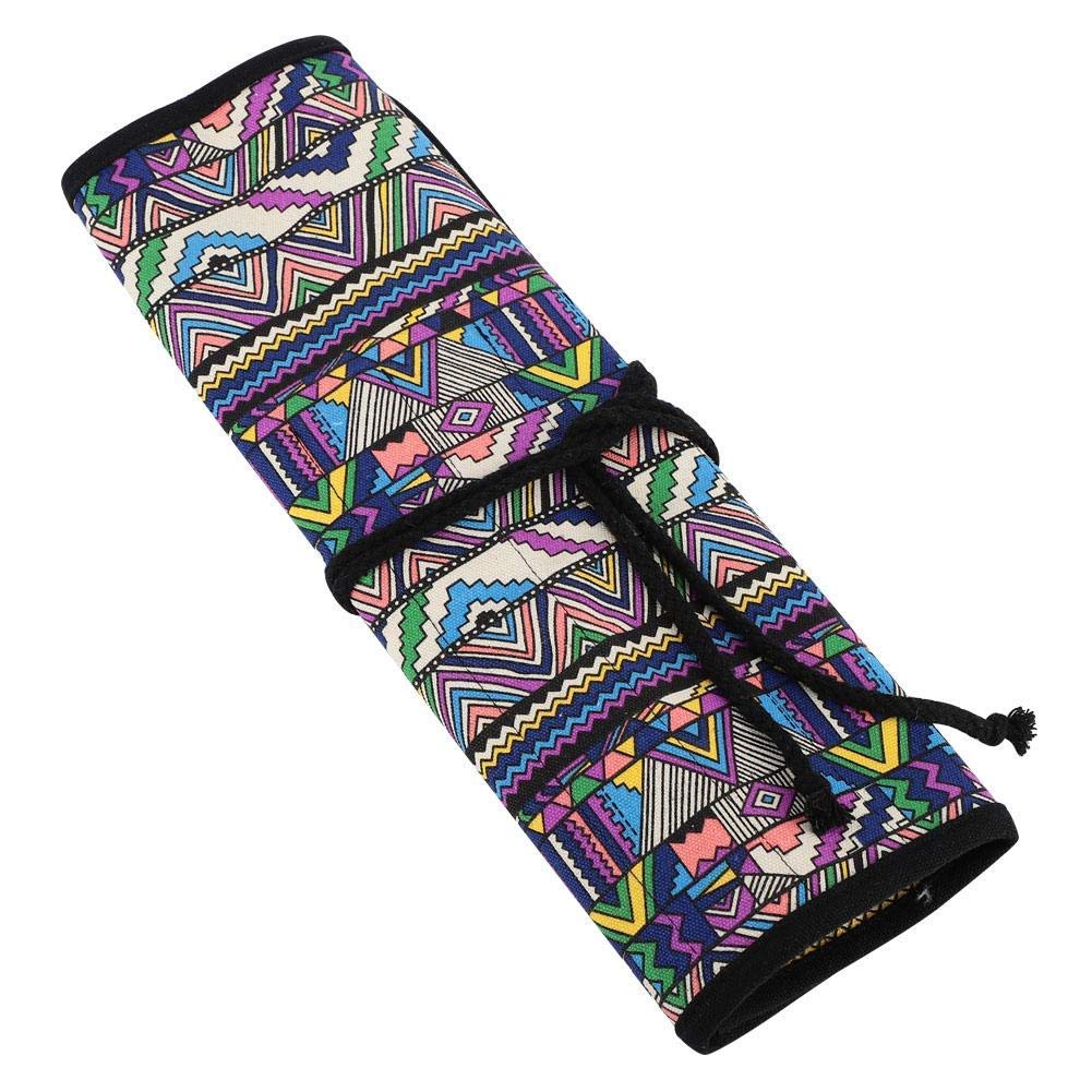 20 Holes Handmade Canvas Pencil Case Holders Paint Brush Roll Up Pencil Bag Pen Storage Pouch Large Capacity