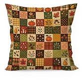 CalmVerve Vintage Pattern Fall Patchwork Pillow Covers 18x18, | Fall Decorations Maple Leaves Pumpkin Farmhouse Autumn Thanksgiving Cushion Cover for Home Sofa Couch