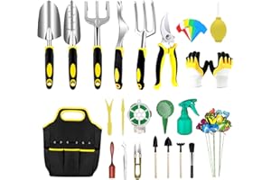 YEATOUNG Garden Tool Set, 83 Pcs Gardening Supplies Including Trowel, Transplant, Cultivator, Pruners, Gloves and Bag, Heavy Duty Gardening Tools with Succulent Tools for Gardening Digging, Gardening Gifts