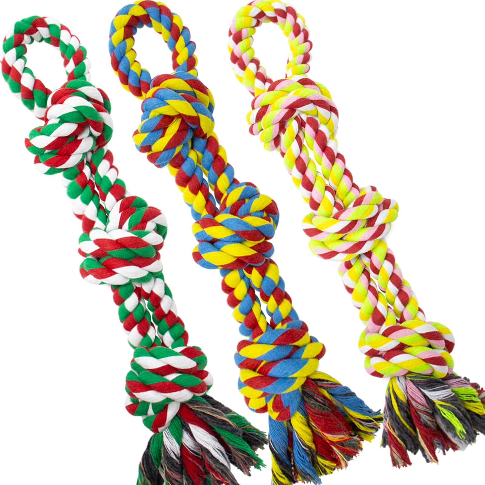 Photo 1 of [3 Pack] Dog Rope Toys for Large and Medium Aggressive Chewers, Nearly Indestructible Rope Chew Toys, Heavy Duty 100% Cotton Tug of War Dog Toy for Boredom, Teeth Cleaning