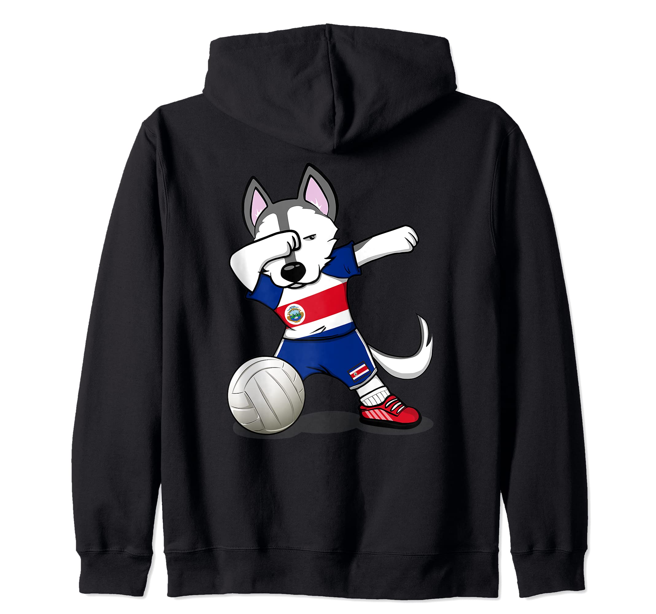 Dabbing Husky Dog Costa Rica Volleyball Fans Jersey Flag Zip Hoodie