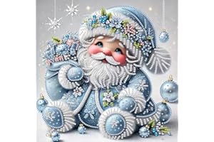 SHICERNHJ DIY Christmas Special Shape Diamond Art Kits, Cute Santa Claus 5D Diamond Painting Kits for Beginners, Winter Diamond Dot Painting Crystal Rhinestones for Adults Home Decor 12x12Inch