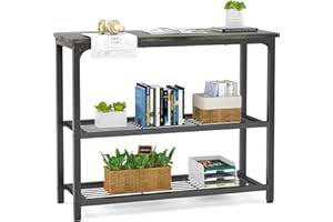 Ecoprsio Small Console Table, Sofa Table with Double Mesh Shelves, Modern Entryway Table for Entryway, Hallway, Foyer, Front Hall, Sofa Couch, Living Room, Bar, Kitchen, 32 Inch, Grey