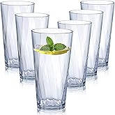 HONGBOLI unbreakable Plastic Drinking Glasses,Set of 6, Shatterproof Drinking Cups, Plastic glass cups,20ozplastic Tumbler Cups, Dishwasher Safe (Clear, 20oz)