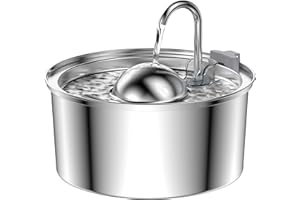 IHOUONE Cat Water Fountain : 108oz/3.2L Water Fountain for Cats Inside, Stainless Steel Cat Water Fountain, Super Silen, Pet Water Fountain with Splash-Proof Design, Multi-Filtration, Dishwasher Safe