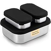 Leak proof Stainless Steel Lunch Box| Stainless Steel bento box | Metal Lunch Containers| Sandwich ,Snacks container| Meal prep| Metal lunch box| Korean Lunch Box| Black|SMall 27 Oz+ 2*6.5Oz