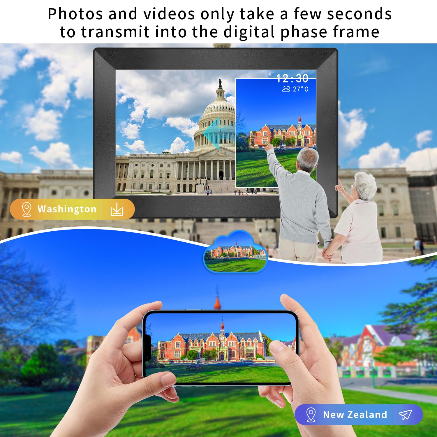 Uhale Digital Picture Frame 10.1 Inch HD Touch Screen Digital Photo Frame WiFi Enabled,16GB Storage,Auto-Rotate,Free Photo and Video Sharing to Family & Friends via The app