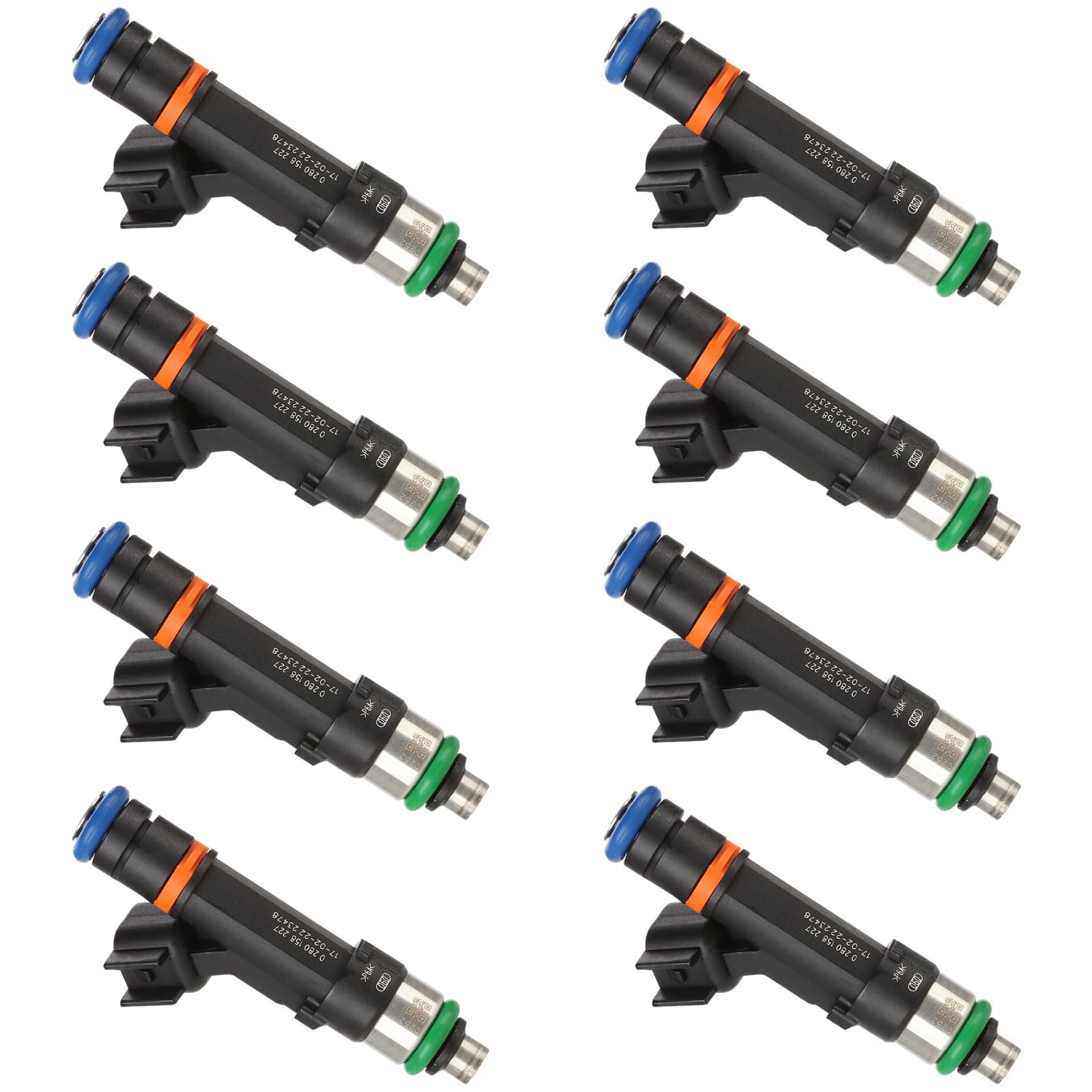 Photo 1 of 0280158227 OE 5.0L Performance Fuel Injectors,Compatible with/Ford 8Cyl 5.0 Engines F150 & Mustang 2011 2012 2013 2014 2015 2016 2017 |4 Holes| |Set of 8|
