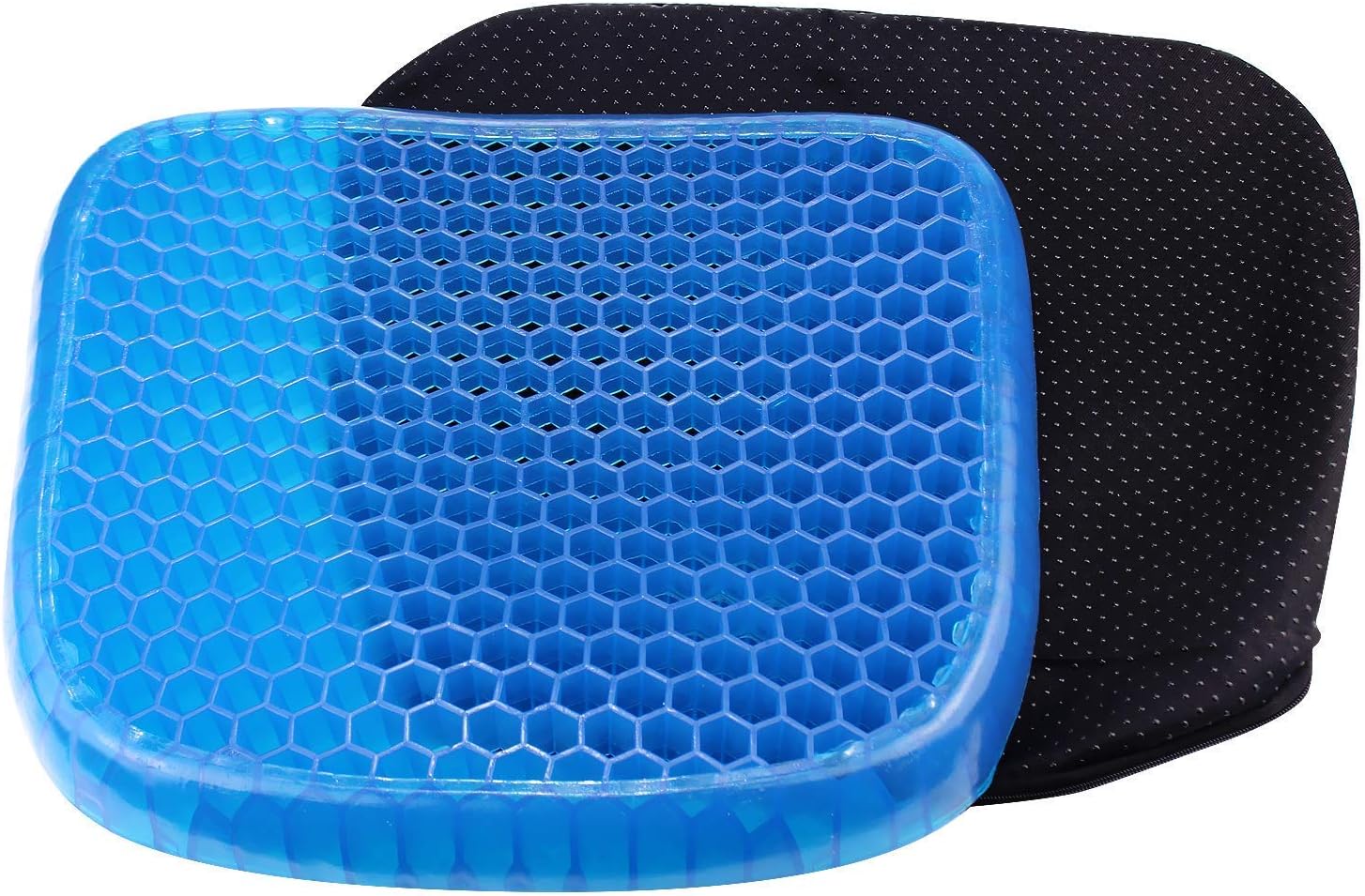 Qualimate Gel Seat Cushion Comfort Blue Honeycomb Design Gel Pad Provides Excellent Support for Lower Back, Spine, Hips Promotes Venting & Good Sitting Posture for Office Chair Car Sitter Wheelchair
