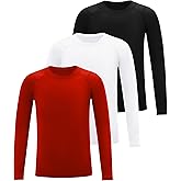 Roadbox Youth Compression Shirt Long Sleeve, Boys Baseball Athletic Undershirt Kids Quick Dry Base Layer for Football Sports