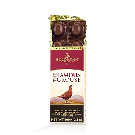 Famous Grouse Whisky Goldkenn Schokolade a 100 g, flüssig gefüllt mit Zuckerkruste