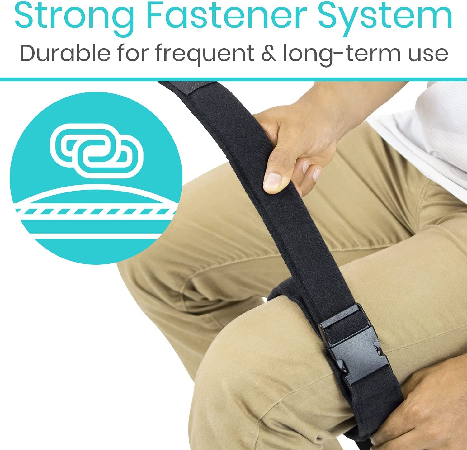 Vive Thigh Lifter Strap (2 Pack) - Pull Up Assistance Band - Medical Equipment Padded Wrist Tool For Leg Movement - Transfer Device For Limited Mobility, Knee Recovery - For Elderly, Senior & Disabled