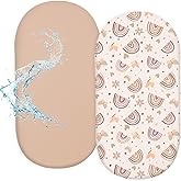 FIOBEE Baby Bassinet Sheets for Girls Boys 2 Pack Waterproof Bassinet Mattress Elastic Fitted Crib Sheets Universal Fit for Hourglass Oval and Rectangle Bassinet Sheet, Light Mocha