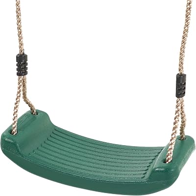 Garden Games Child Swing Seat with Safety Grip and Weatherproof Ropes (Green)