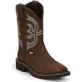 Justin Women’s Inji II 11" Gypsy Western Boot – Distressed Leather Cowgirl Boots with Square Toe, Stitch Detailing, J-Flex Comfort System, and Removable Orthotic Insole, Brown - 10.5 B