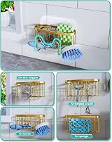 HapiRm Sink Caddy M-Shaped Sponge Holder Stainless Steel No Drilling 2 Adhesives view 2