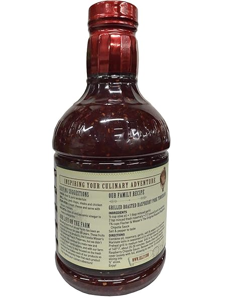FISCHER AND WIESER RAZZPOTLE ROASTED RASPBERRY CHIPOTLE SAUCE, 40-OUNCE BOTTLE