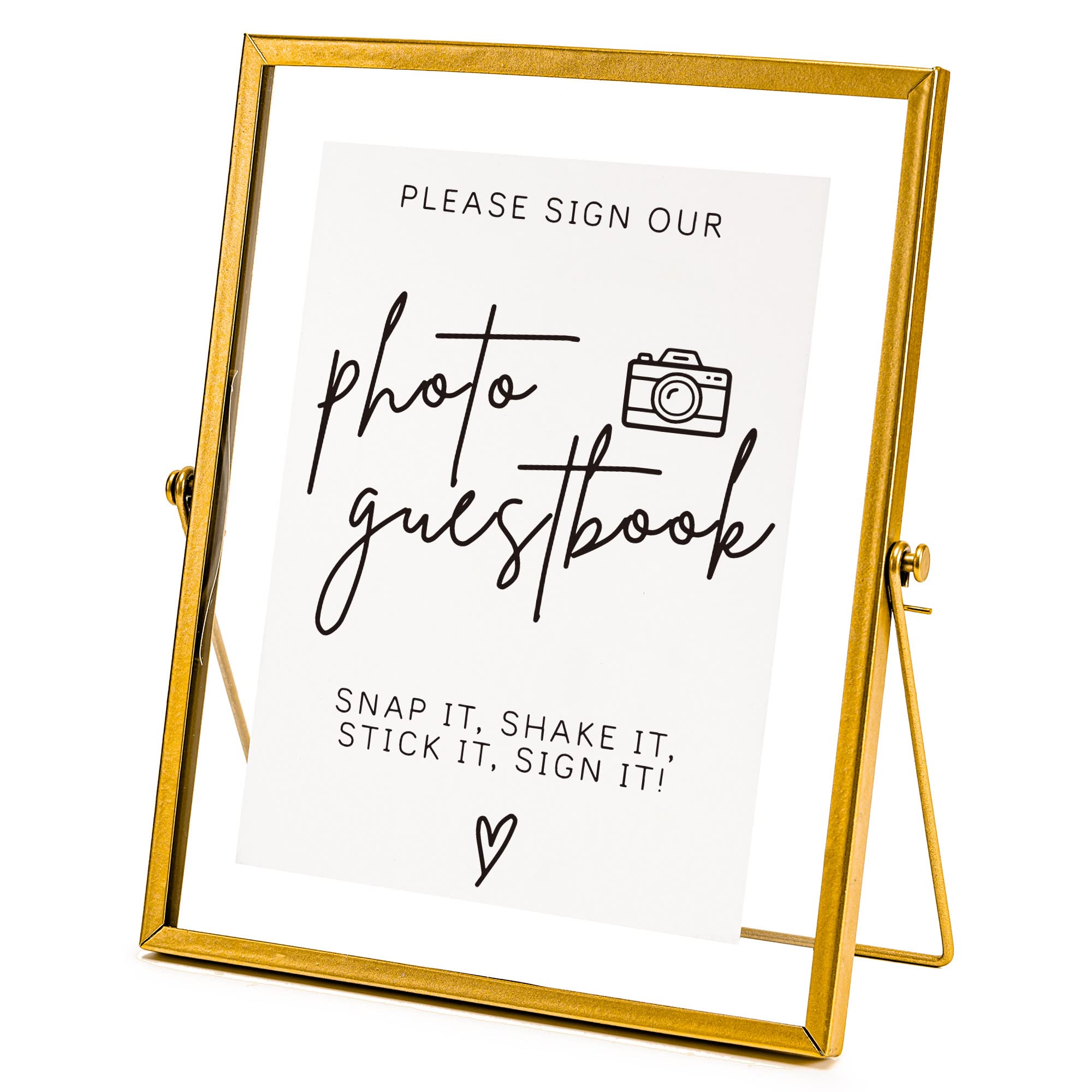 Photo 1 of Gold Floating Picture Frame Wedding Signs - Please Sign Our Guest Book - 10”x8” Place Card/Menu Holder