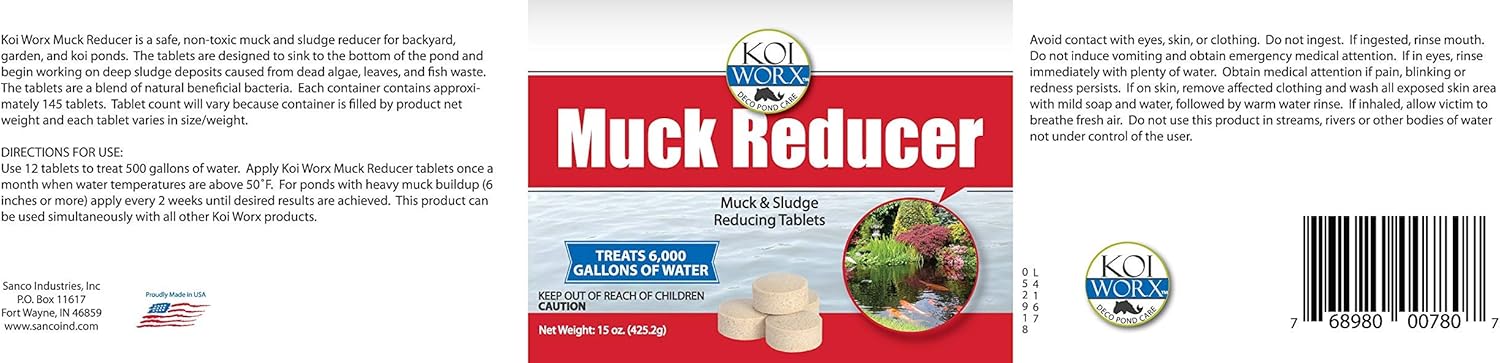 KoiWorx Muck Reducer, 145 Tablets, Dry Beneficial Bacteria, Reduces Muck, Sludge, Organic Build up, 100% Natural Bacteria, Safe for koi : Garden & Outdoor