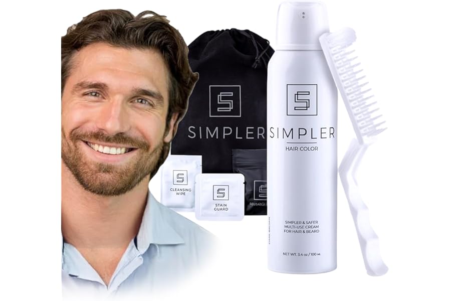Simpler Hair Color for Men Kit for Full Gray Coverage – Medium Brown Men’s Hair Dye – Easy Hair or Beard Dye for 100% Gray Coverage – Ammonia Free Hair Color, Beard Coloring for Men