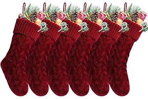Kunyida Pack 6,18" Unique Burgundy Knit Christmas Stockings Style3