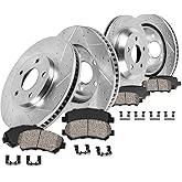 Callahan Brake Parts Front &amp; Rear Brake Kit for Chevy Colorado EBYK028821 | Replacement Drilled &amp; Slotted Disc Rotors Ceramic Brake Pads Hardware Chevy Colorado 2015-20 GMC Canyon 2015-20