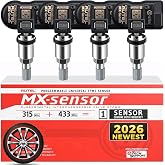 Autel TPMS Sensors Set of 4, 315/ 433Mhz 2in1 MX-Sensor OE Quality | Universal Tire Sensor, 100% Cloneable by TS408S TS501 PRO TS508 TS508WF MS906TS MS906 PRO-TS (Metal Stem, Press-Release)