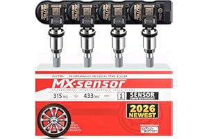 Autel TPMS Sensors 315Mhz/ 433Mhz 2in1, MX Sensor OE Level Press-Release Universal Tire Sensors 100% Cloneable by TPMS Tool TS408 TS501 PRO TS508 TS508WF MS906TS MS906 PRO-TS (4PCS Metal Stem)