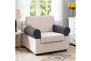 TAOCOCO Couch Arm Covers 2 Pieces Stretch Armrest Cover for Sectional Sofa L Shape, Sofa Arms Covers Soft Washable Furniture Protector(Set of 2 Armrest Cover, Dark Grey)