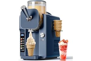 SOZT 2-in-1 Slush and Ice Cream Maker - 6 Modes for Smoothies, Milkshakes, Cocktails, Margaritas, and Ice Cream, Double-Layer Tank, Ice Cream Cone Holder, Self-Cleaning - Perfect for Home Use