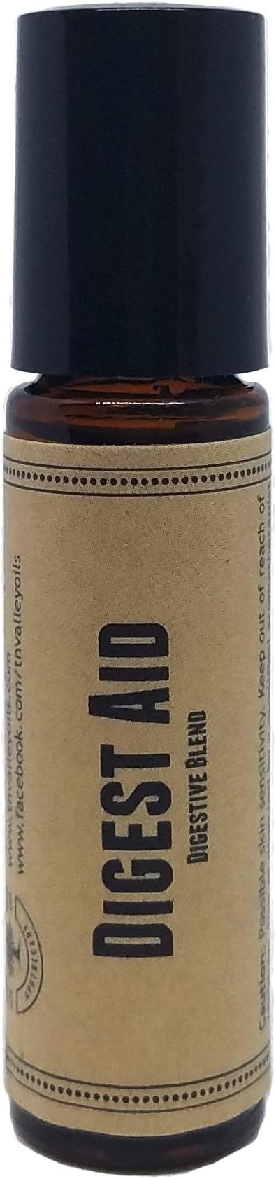 Digest Aid Pre-Diluted Essential Oil Roll-On Blend 10ml (1/3oz) - Digestive and Stomach Support, Cramps, Bloating, Heartburn, Indigestion, Soothe Tummy