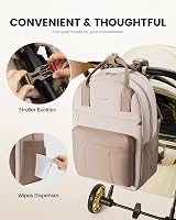 LOVEVOOK Baby Changing Bag Backpack Large Nappy Diaper Bag Beige Khaki view 4