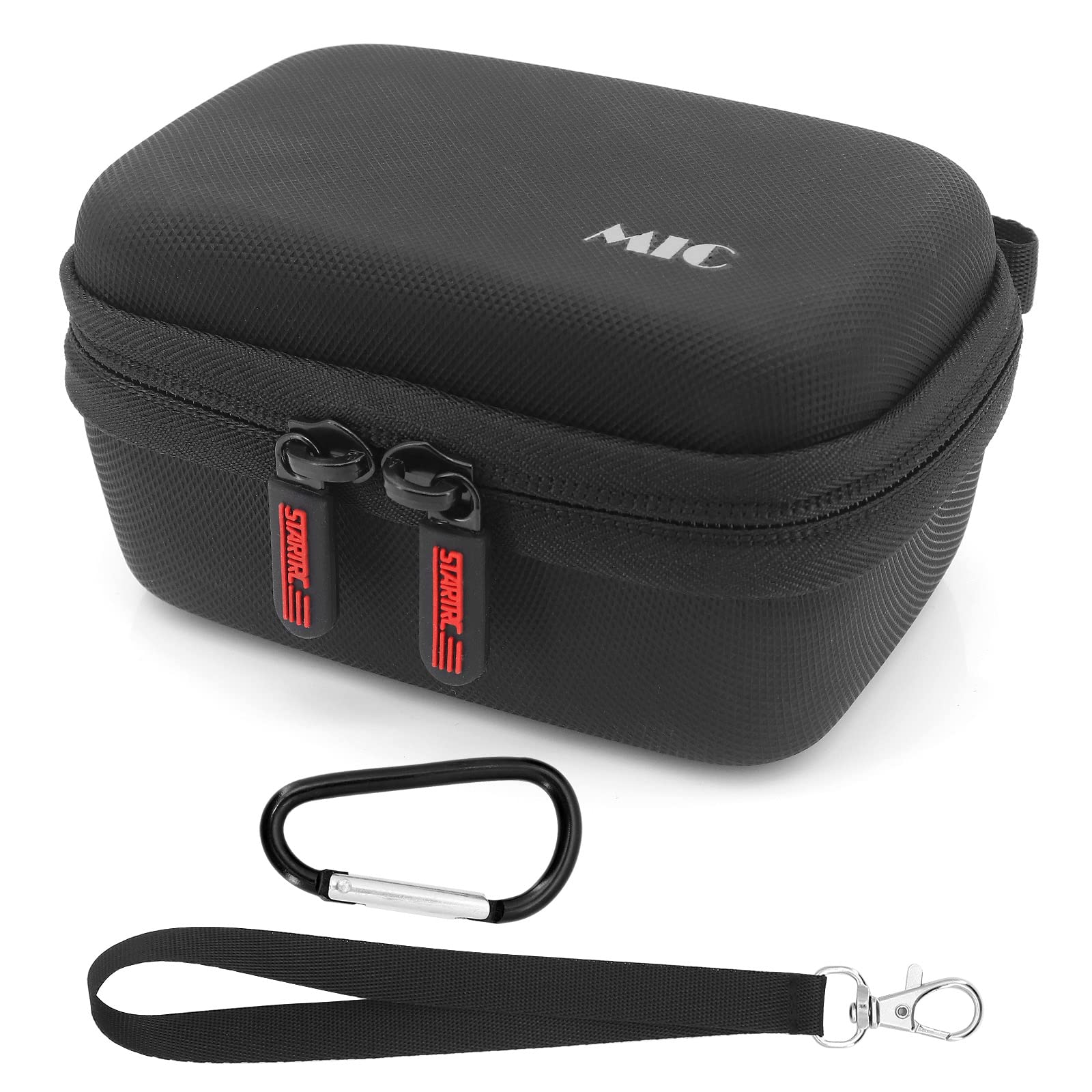 Hensych MINI Portable PU Waterproof Handbag with Anti-Drop Hand Strap Carabiner for D-J-I Mic Wireless Microphone Storage Bag Travel Carrying Case