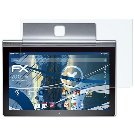 atFolix Schutzfolie kompatibel mit Lenovo Yoga Tablet 2 Pro 13.3 inch Panzerfolie, ultraklare und stoßdämpfende FX Folie (2X)