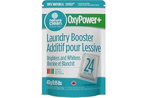 Nature Clean OxyPower+ Laundry Booster Pods - 24 Pre-Measured Packs, 432g - Brightens Whites & Colours - Plant-Based Formula 