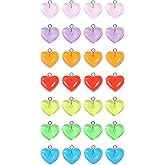 Tupalizy Heart Charms Resin Heart Shaped Pendant Beads Dangles for Jewelry Making Bracelets Necklaces Earrings Keychains DIY Crafts Accessories Valentine's Day Gifts Christmas Party, 7 Colors