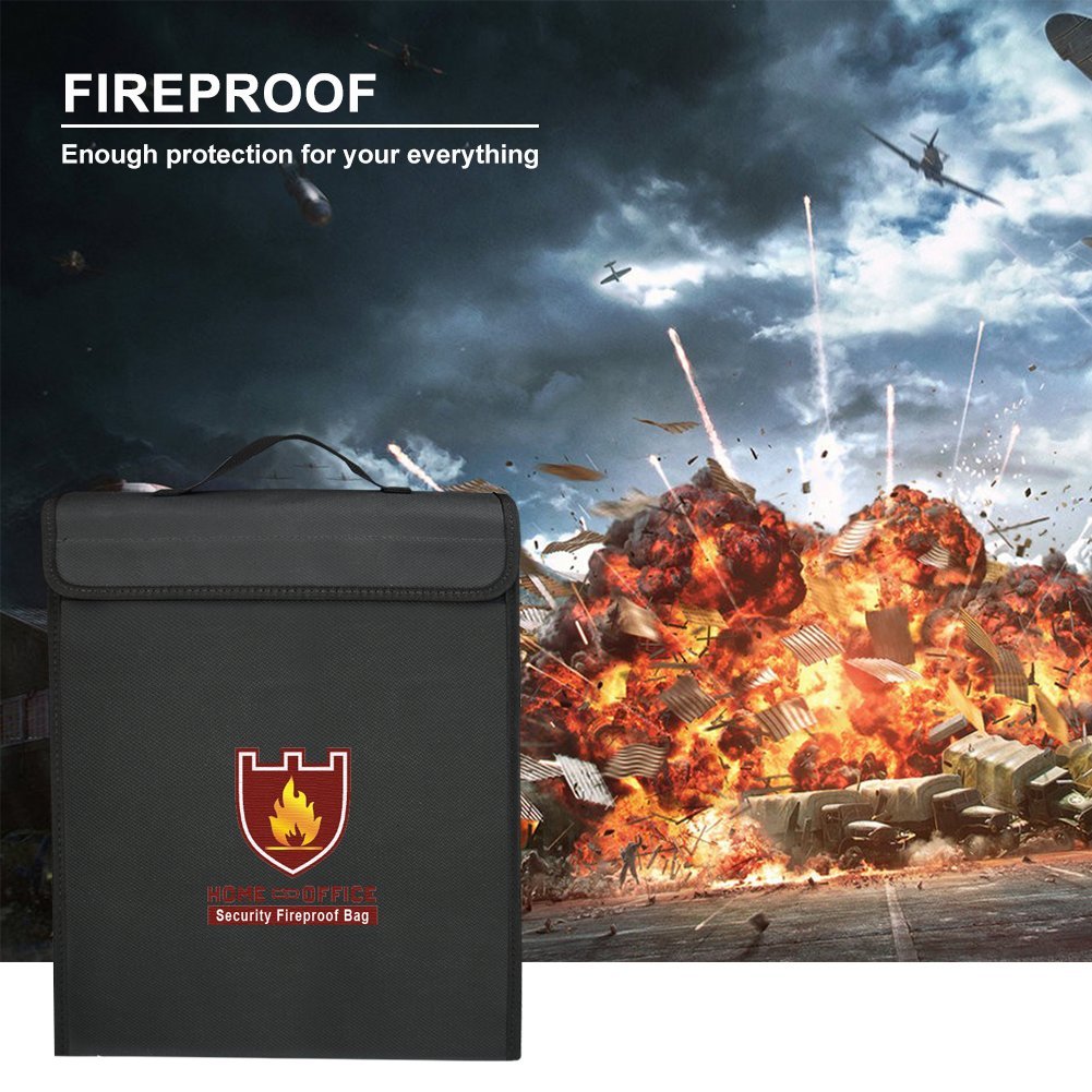 Fireproof Safe Fireproof Bag File Storage Non-Itchy Silicone Coated Safe Fireproof Waterproof for Home,Laptop,Money, Documents, Jewelry and Passport,Lipo Battery(15×12×3 inch)