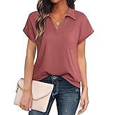 Vivilli Women's Tops and Blouses Short Sleeve Business Casual Collared Tunic Shirt