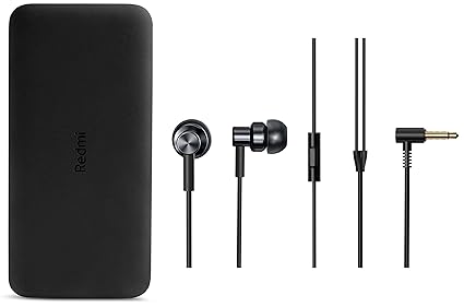 Redmi 10000 Mah Power Bank With Redmi Wired Earphone Black Amazon In Electronics